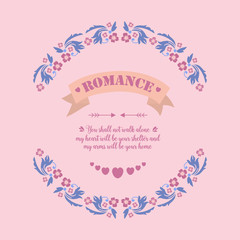 Decorative of romance greeting card, with antique pattern of leaf and floral frame. Vector