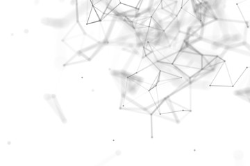 Abstract science background. Molecules technology with polygonal shapes, connecting dots and lines. Big data visualization.  Connection structure concept. 