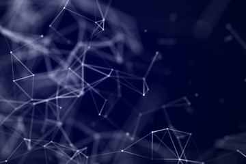 Abstract science background. Molecules technology with polygonal shapes, connecting dots and lines. Big data visualization.  Connection structure concept. 