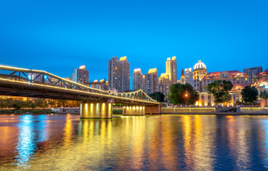 Obraz premium Tianjin City, China, night view