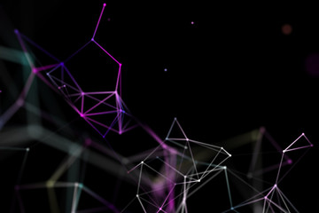 Abstract science background. Molecules technology with polygonal shapes, connecting dots and lines. Big data visualization.  Connection structure concept. 