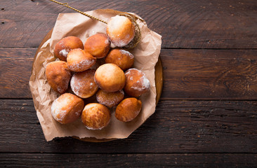 Bunuelos de viento - traditional Colombian sweet deep fried pastry. Spanish Easter doughnut....