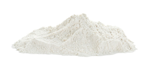 Fototapeta na wymiar Pile of organic flour isolated on white