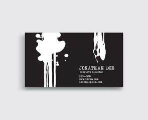 Creative business card templates with minimalistic ink design. Vector Illustration.