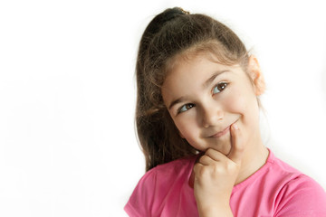 Cute thoughtful child girl Dreaming people