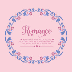 Seamless pattern of romance greeting card, with leaf and pink wreath frame. Vector