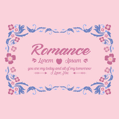 Seamless pattern of romance greeting card, with leaf and pink wreath frame. Vector