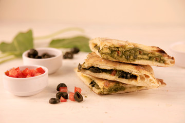 Healthy Stuffed Calzone Naan with Greens and Vegetables, Chicken Olives Herbs