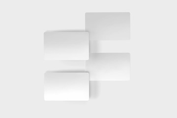 Blank white credit / debit / gift card mockup, Credit card for finance, bank or shopping discount plastic card, 3d Rendering isolated on light background