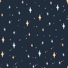 Fototapeta premium Seamless pattern with stars and dots. Background for babys. Kids print.