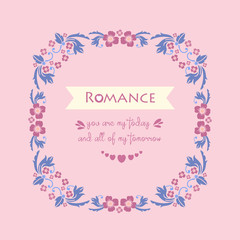 Fototapeta na wymiar Pink background, with beautiful crowd of leaf and floral frame, for elegant romance invitation card design. Vector