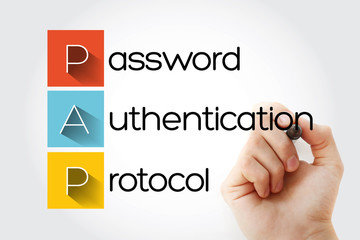 PAP - Password Authentication Protocol acronym, technology concept background