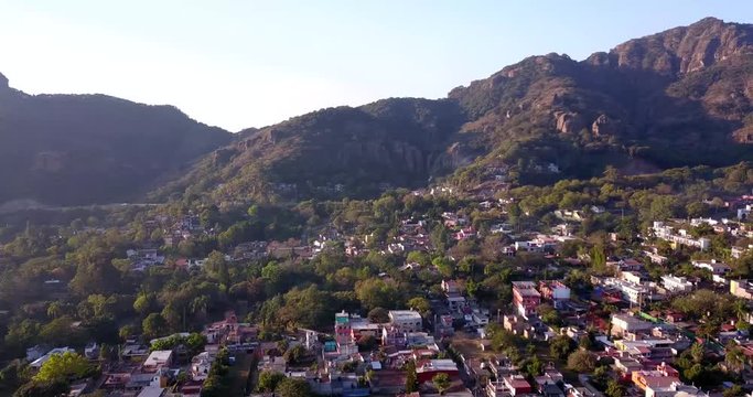 Mexican Town of Tepoztl&aacute;n from the top by drone.