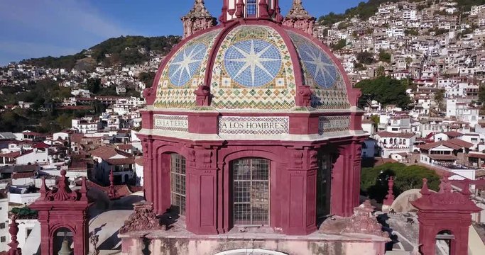 Taxco Mexico by drone on a sunny day.