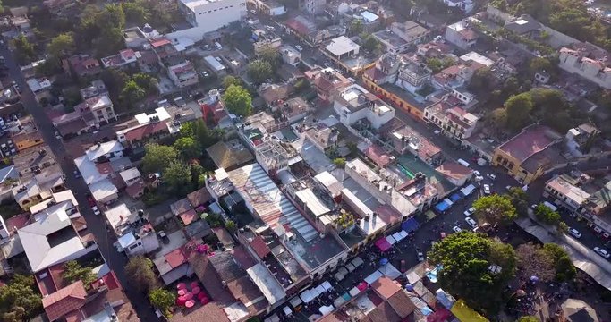 Mexican Town of Tepoztl&aacute;n from the top by drone.