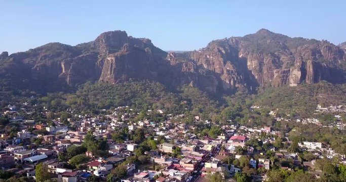Mexican Town of Tepoztl&aacute;n from the top by drone.