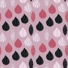 Ornamental leaves, organic seamless pattern. Great for fabric, textile, wallpaper