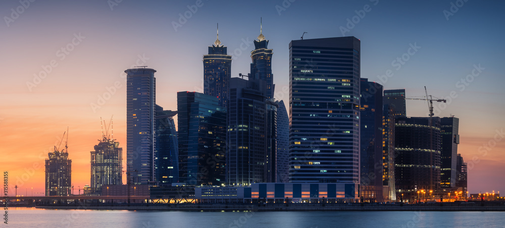Wall mural cityscape of dubai and panoramic view of business bay, uae - Wall murals