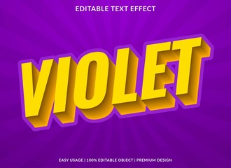 violet text effect template with 3d type style and bold text concept use for brand label and logotype 