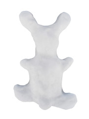 Handmade rabbit made of white snow isolated
