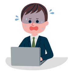 焦っている男性社員のイラスト