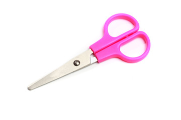 Pink scissors isolated on white background - Image