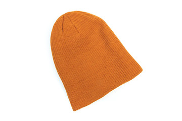 Beige beanie  in white background for mockup template isolated - Image