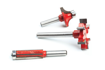 set of milling cutter for wood processing isolated on white background- Image