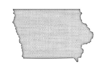 Karte von Iowa auf altem Leinen