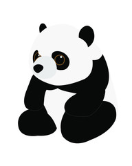 Cartoon panda bare isolated white background. Smile.