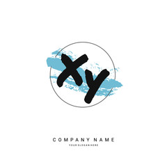 XY initial letter circle brush template logo