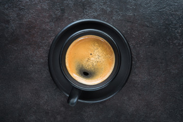 Espresso coffee on a black cup