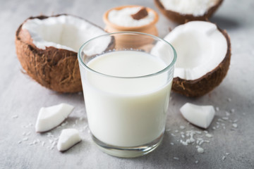 Fresh coconut milk in glass