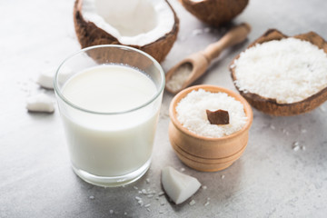 Fresh coconut milk in glass
