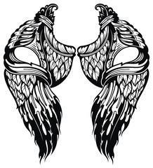 Pair of spread out eagle bird or angel wings