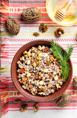 Kutia or kutya is a ceremonial grain dish with sweet gravy traditionally served by Eastern Orthodox Christians