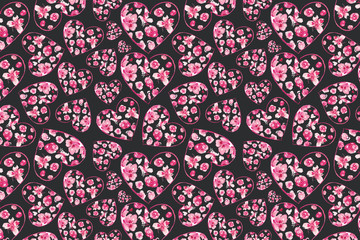 Vintage Floral Pattern. Heart Shape made of rose. Valentine's Day Background. Good for web,