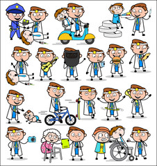 Various Comic Doctor - Set of Concepts Vector illustrations