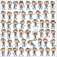 Naklejka premium Cartoon Male Doctor Poses - Set of Concepts Vector illustrations