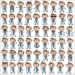 Poses of Comic Doctor Character - Set of Concepts Vector illustrations