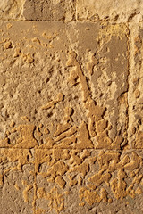 Wall textures of a limestone smooth rock in a building, Old quarter, Alicante city, Spain