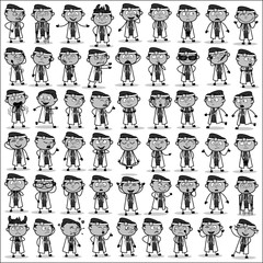 Retro Cartoon Doctor Character Poses - Set of Concepts Vector illustrations