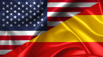 United States USA vs Spain flags comparison concept Illustration