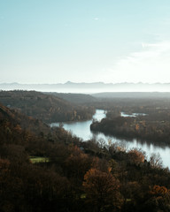 Pyrenees mountains on top of Garonne river