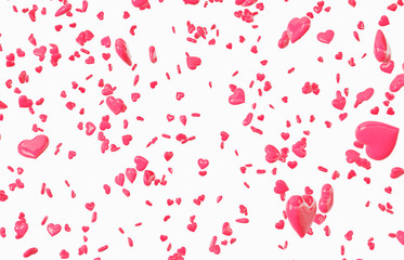 Red falling hearts Valentine day background