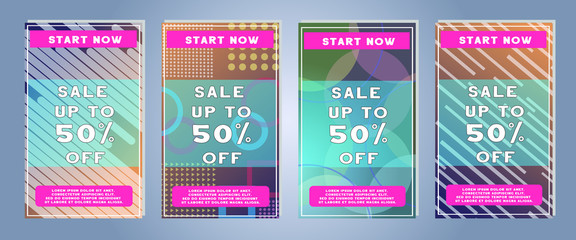 Collection of modern sale banner template. Vector illustration. Promotion flyer for social media