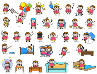 Cartoon Fat Boy - Set of Concepts Vector illustrations