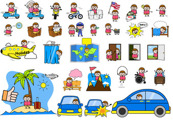 Obraz premium Cartoon Fat Boy Character - Set of Concepts Vector illustrations