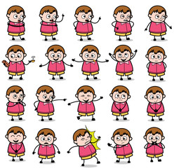 Comic Fat Boy Poses - Set of Concepts Vector illustrations
