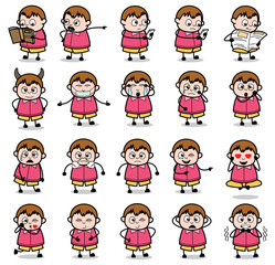 Various Comic Fat Boy Character Poses - Set of Concepts Vector illustrations